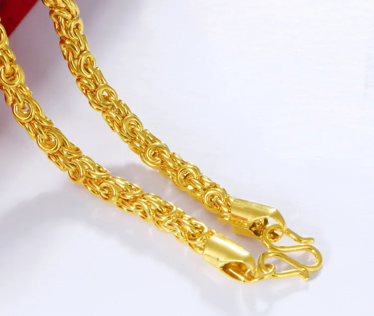 Sturdy Durable Twisted Rope Necklace 60cm For Men 24K Gold AU999 | Firm chain, not easy to deform
