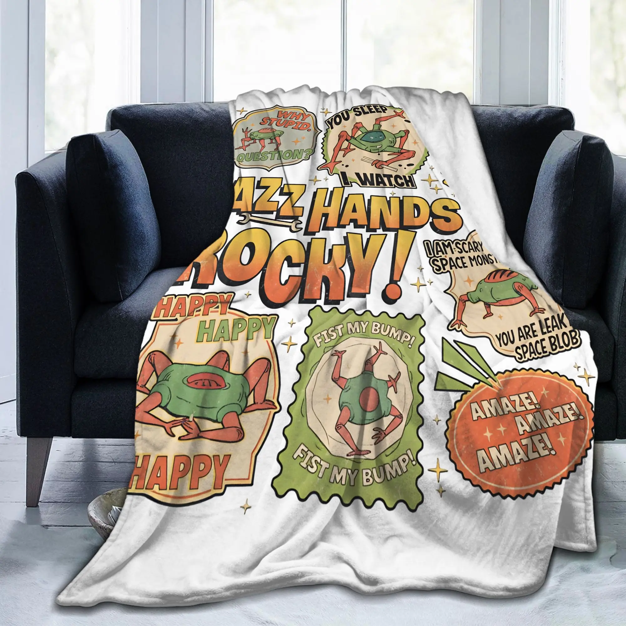 Project Hail Mary Eridani-Rocky Jazz Hands Knitted Blankets Sci-Fi Book Wool Throw Blanket Airplane Travel Quilt Ultra-Soft Warm