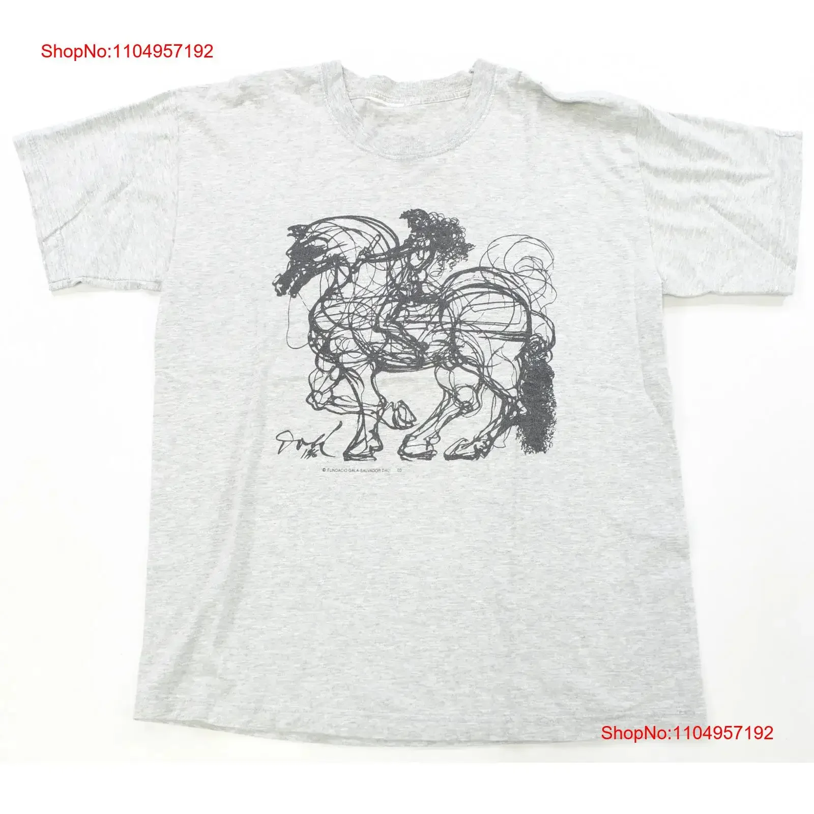 

Rare VTG Salvador Dali Don Quixote 2003 Pop Art T Shirt 2000s Fundacio Gala Gray vintage Washed Breathable Casual Versatile