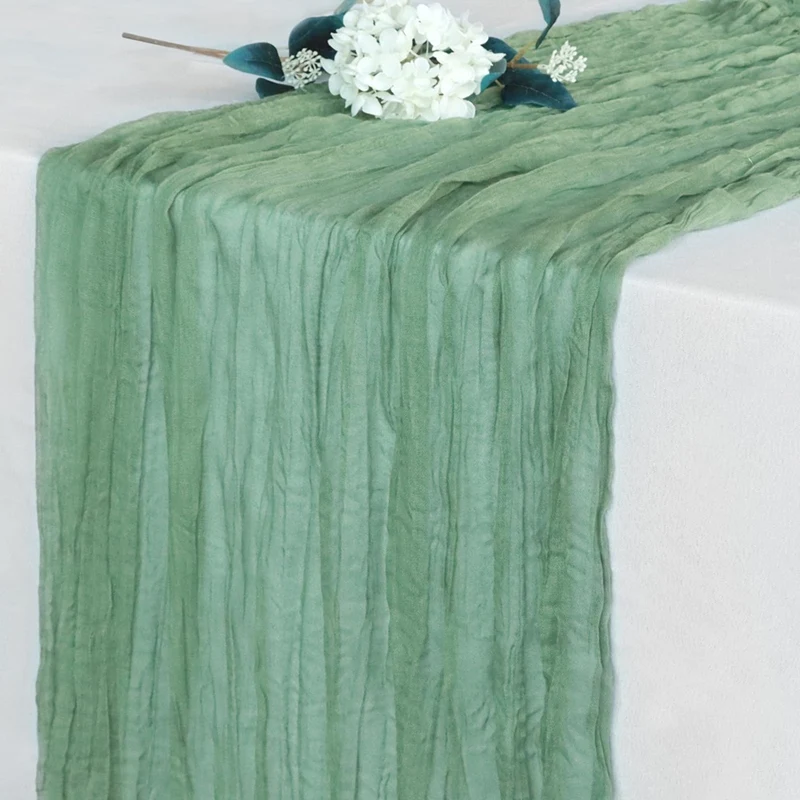 Sage Green Cheese Cloth Table Runner Country Tulle Cheese Cloth Table Runner Decoration 90X300cm