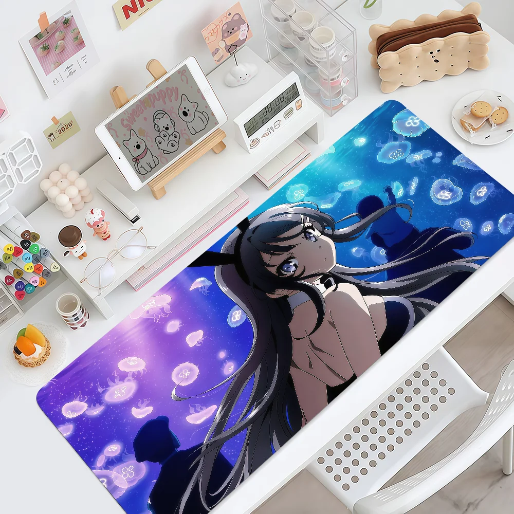 Anime Rascal Does Not Dream Mouse Pad Large Non-slip Lockedge Desktop Computer Desk Mat Keyboard MousePad Office Gamer Student