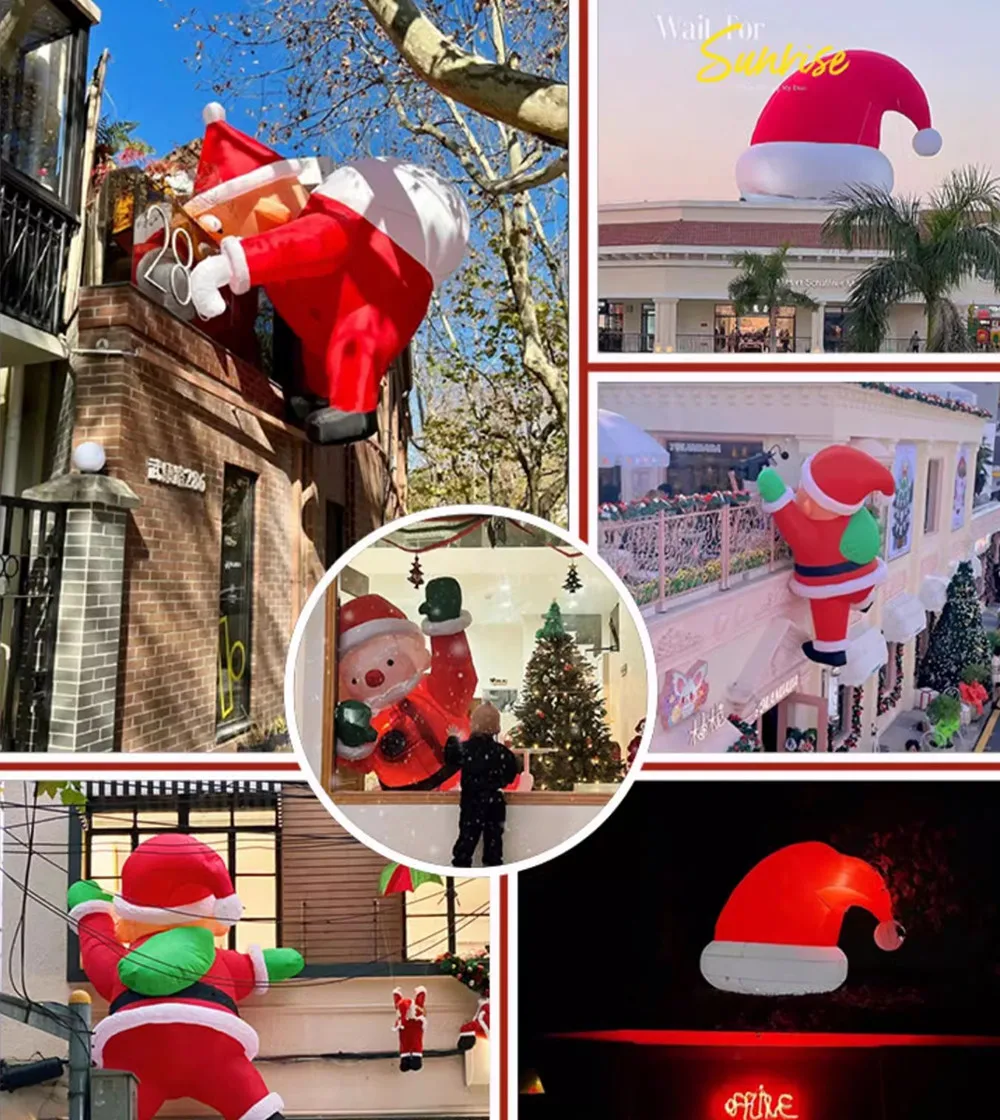 Christmas Inflatable Model,climbing Wall Santa Claus Glowing Inflatable Model, Outdoor Garden Scene Decoration Hanging Ornaments view 6