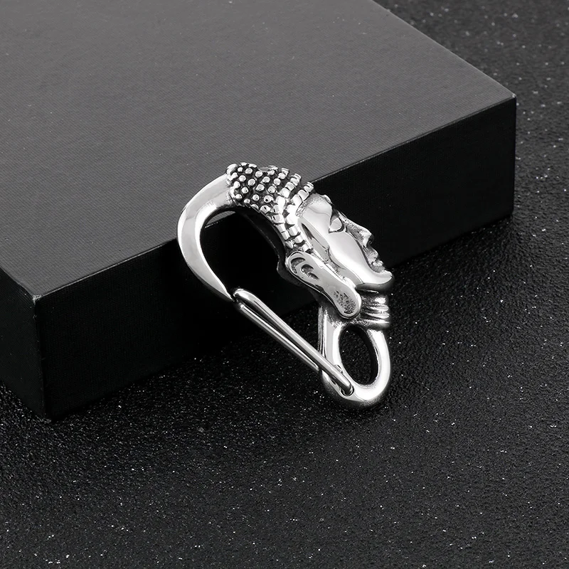 Fongten Männer Skelett Schlüssel verschluss Edelstahl Drachen Löwe DIY Schlüssel bund Verschluss Gothic Karabiner Brieftasche Schlüssel anhänger Haken für Männer – Detail 7