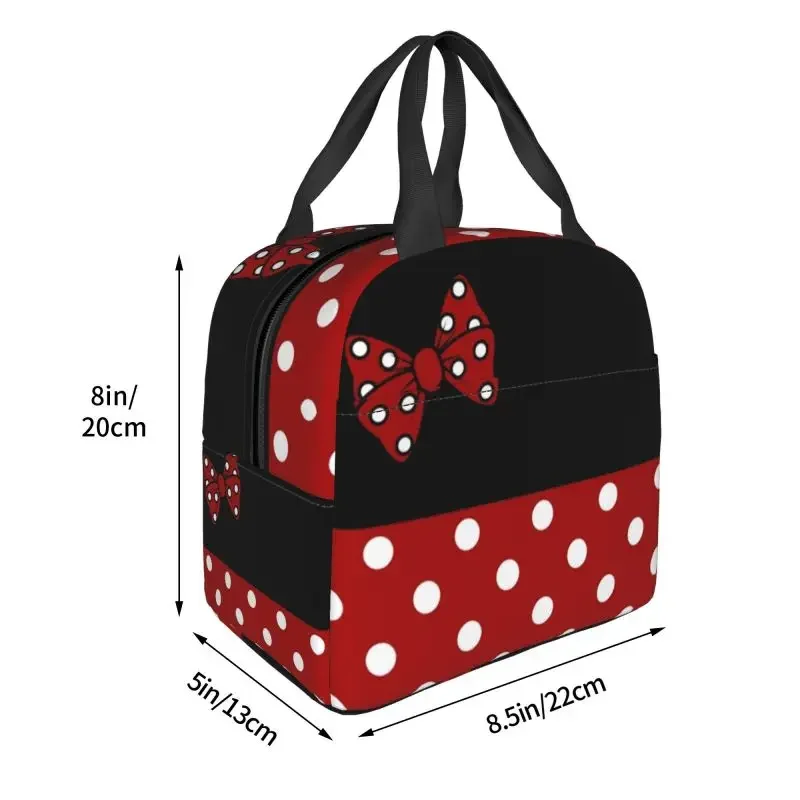 Cute Cartoon Minnie Character Insulated Lunch Bags for Camping Travel Resuable Cooler Thermal Bento Box Women Children