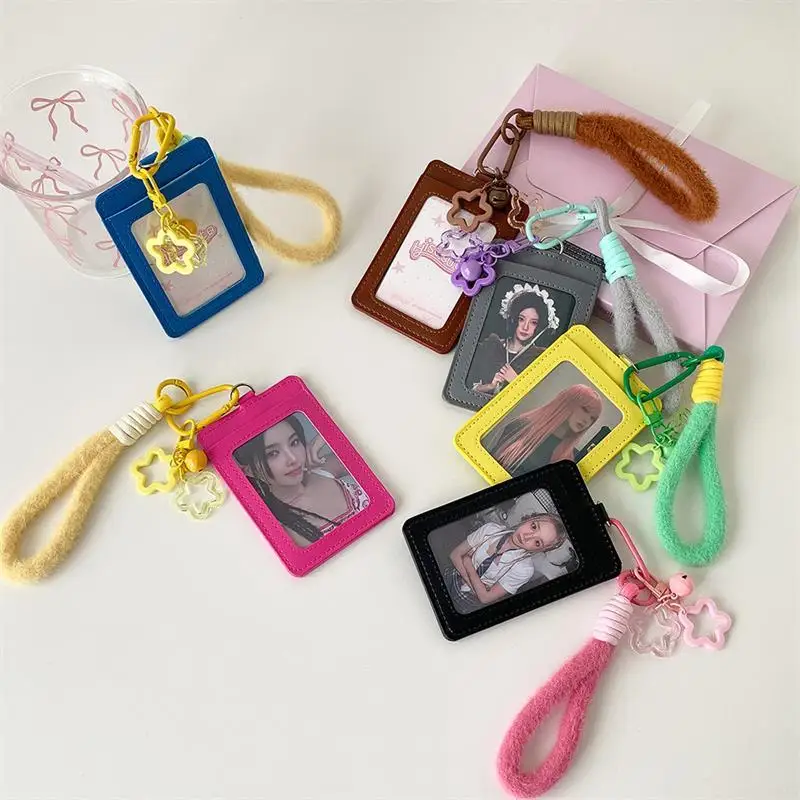 

Photocard Holder ID Card Holder Kpop Idol Card Protect Sleeve Holder Bag Keychain Star Bell Pendant Lanyard Card Protector Cover