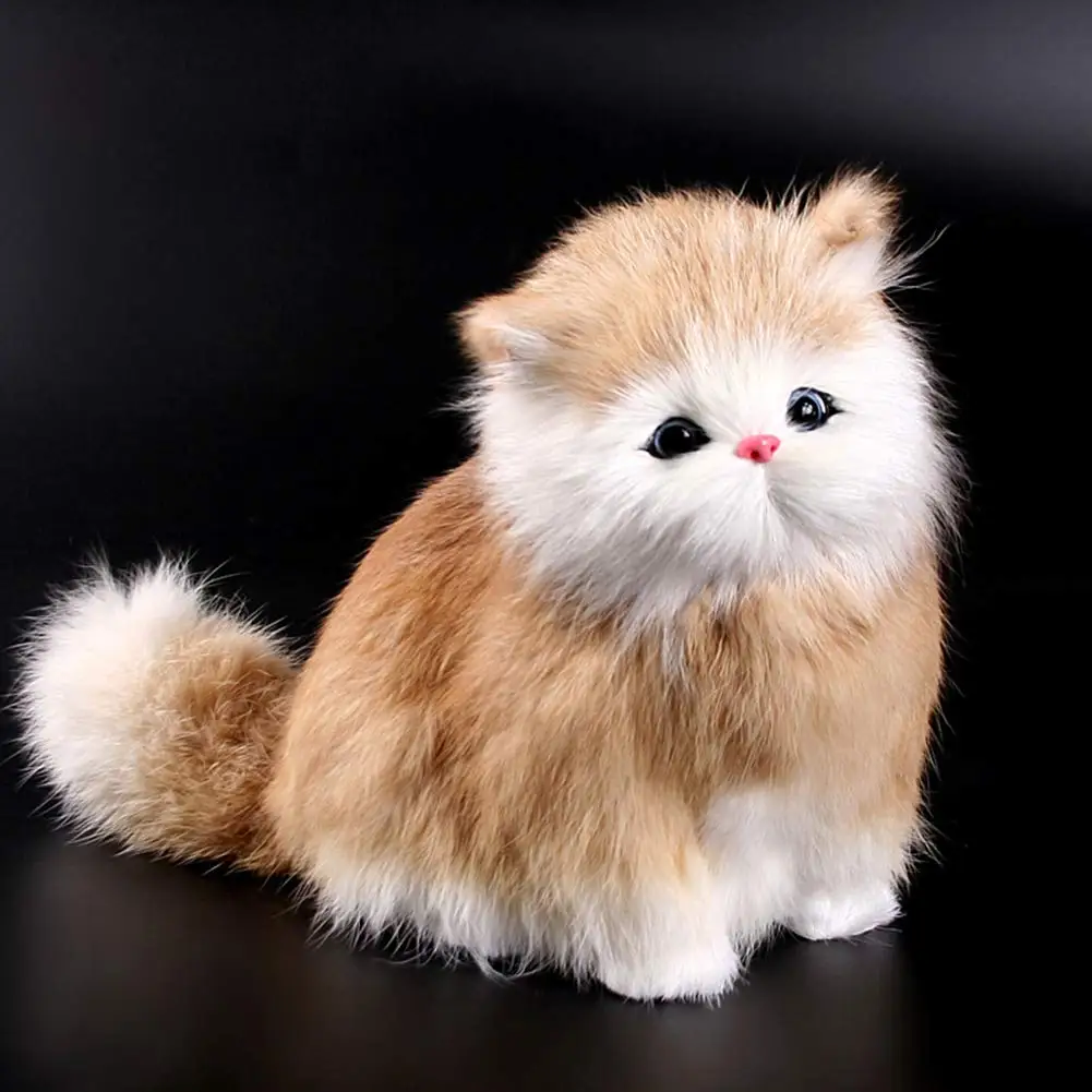 Plush Simulation Cat Electronic Pet Doll Imitation Animal Toy with Meow Sound Function Children\'s Cute Pet Toy Model Gift