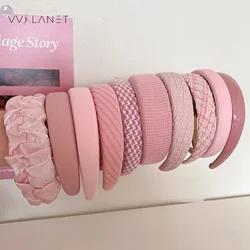 Korean Pink Headband Sweet Girl Wide Hair Band Elegant Fashion Hair Accessories