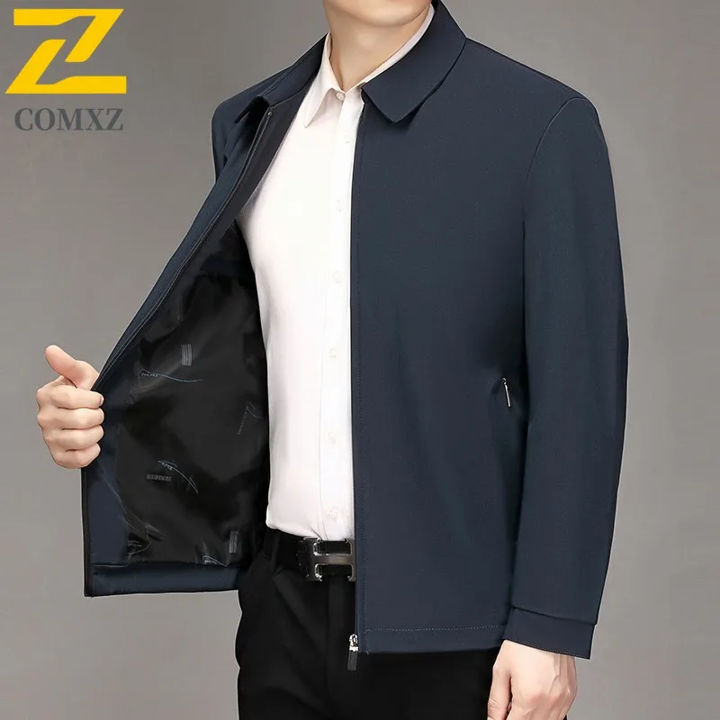 

COMXZ Мужская куртка Минималистичный воротник-стойка для путешествий на открытом воздухе Ветрозащитные куртки на молнии Устойчивая к морщинам осенняя ветровка