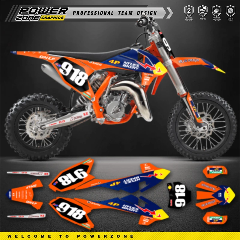 

PowerZone Custom Team Graphics Backgrounds Decals For SX65 Stickers Kit For KTM SX65 2016 2017 2018 2019 2020 SX65cc Number 01