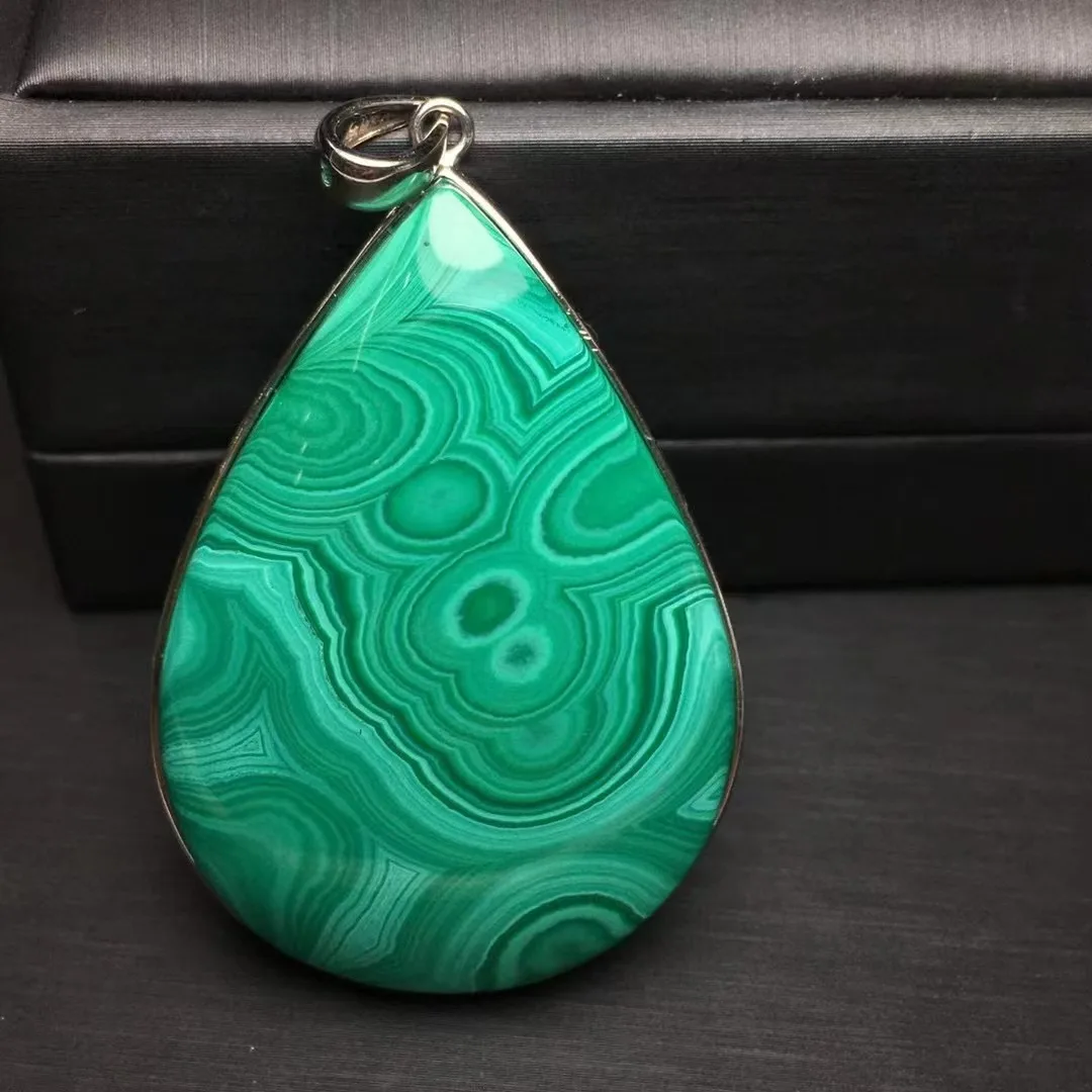 Unit One Piece 925 Silver Buckle With Good Quality Natural Malachite Crystal Healing Big Size Drop Shape Pendant