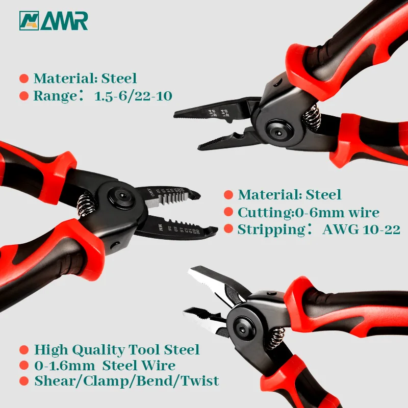 Imagem -06 - Kit de Ferramentas em para Todos os Fins Versátil Resistente Durável Dupla Cor Alça de Pvc Alicate Portátil Chave de Fenda Reparo