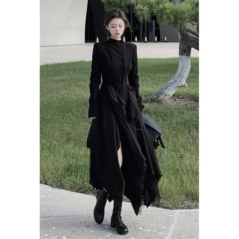 Copri gonna lunga in pizzo retrò nero set due pezzi di fascia alta da donna araba autunno/inverno nuovo Sim maniche lunghe top taglio irregolare