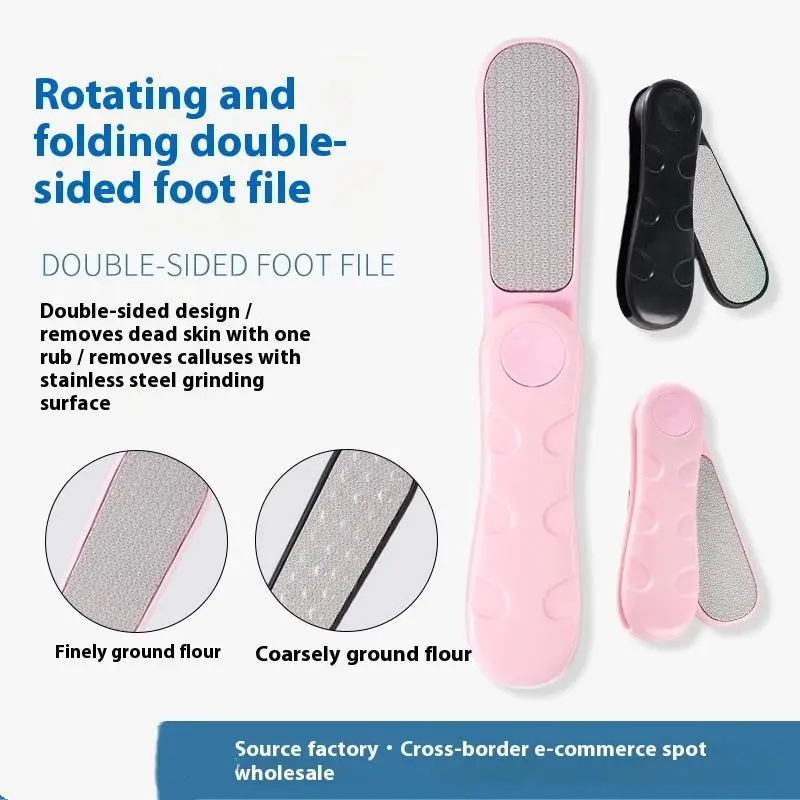 Składany dwustronny pilnik do stóp ze stali nierdzewnej do usuwania zrogowaceń, profesjonalne narzędzia do pedicure, skrobak do zrogowaceń.