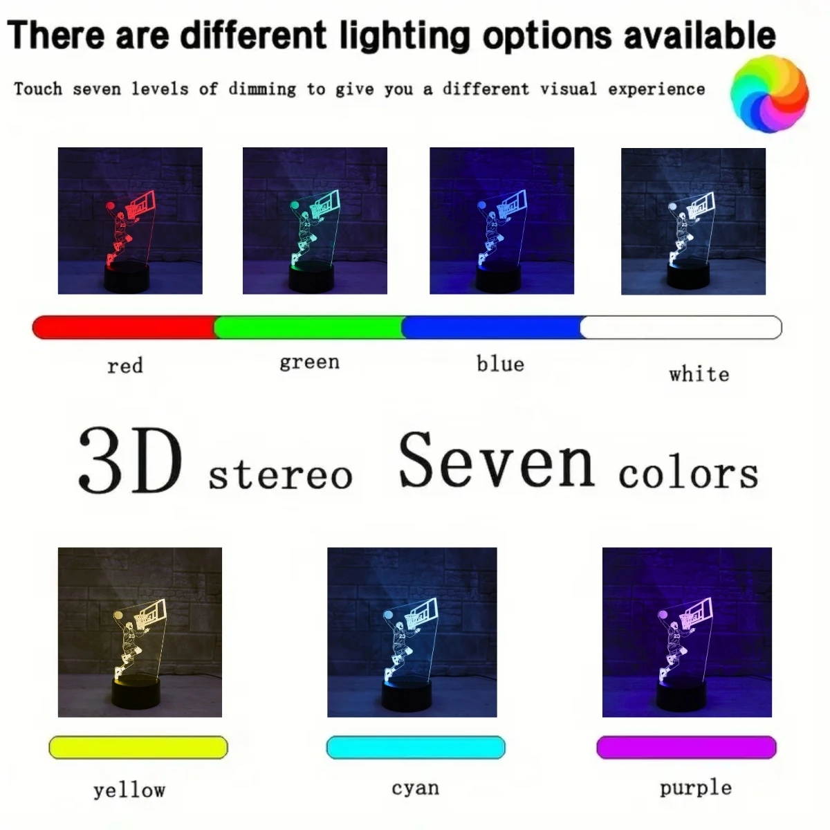 3D Basketball Master LED Night Light - USB Powered RGB 7 Colors, Suitable for Bedroom Decoration and Birthday Gifts