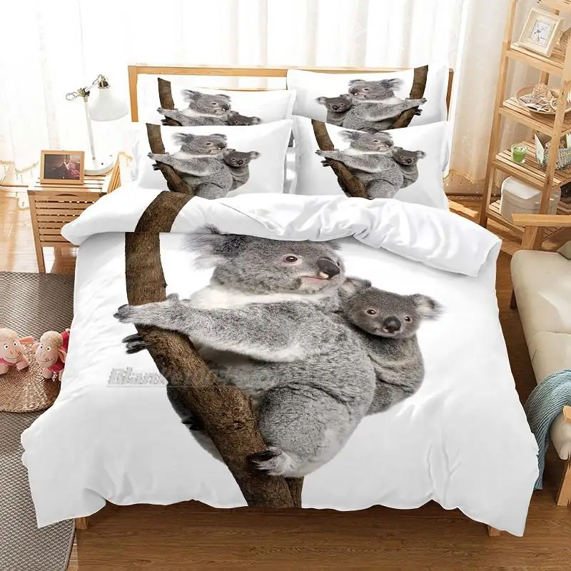 

Grey Cute Animal Bedding Duvet Cover Set 3d Digital Printing Bed Linen Fashion Design Comforter Cover Bedding Sets Bed Set