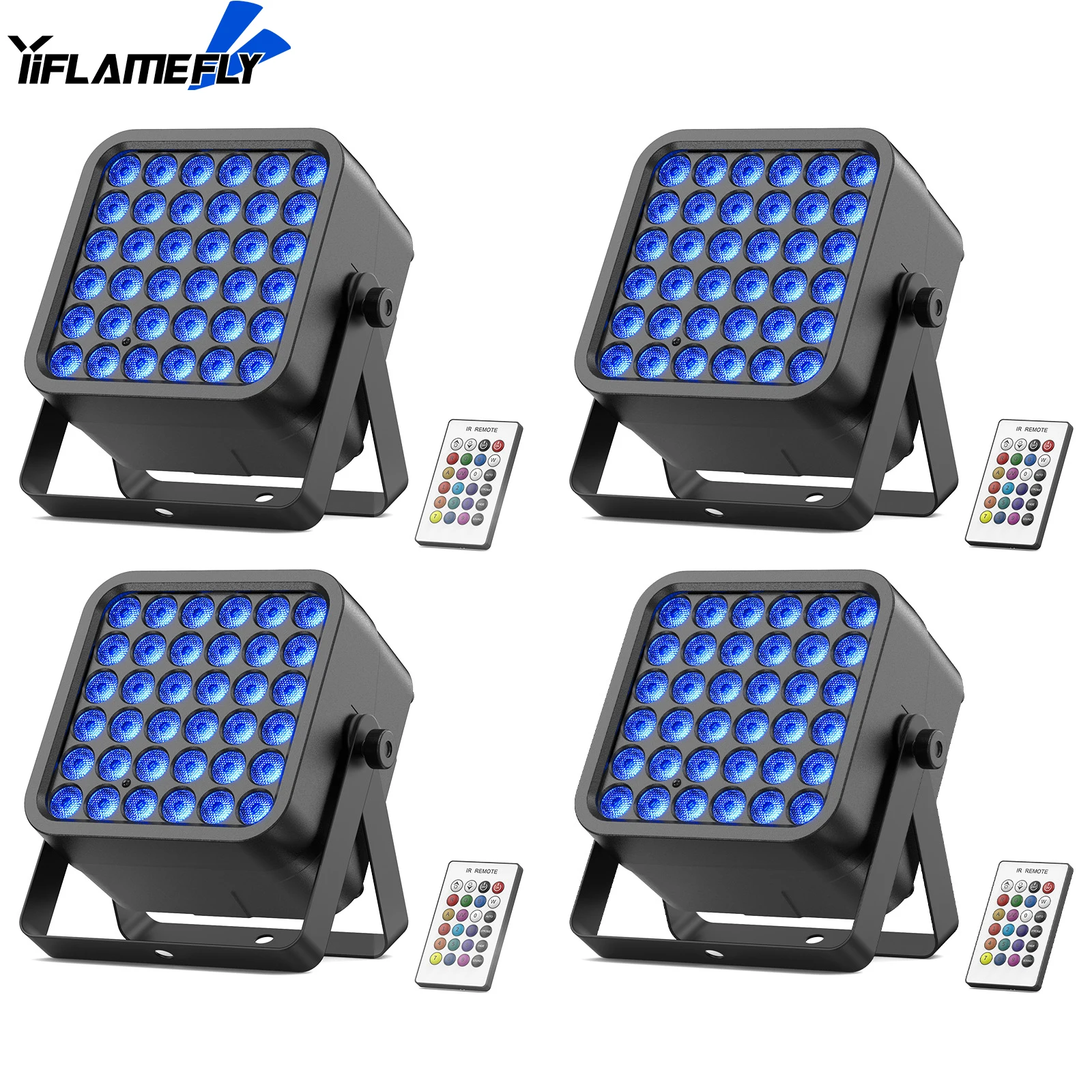 

Yiflamefly 4Pcs 72W RGBWA+UV 6-in-1 Rechargeable Battery LED Light DMX512 3/5/7CH For DJ Parties Mobile Performances Stages