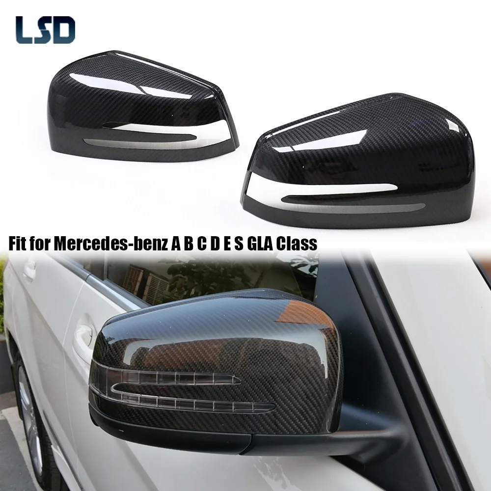 

For Mercedes Benz 2007+ A B C E S CLA Class Real Carbon Rearview Mirror Cover W176 W204 W207 W221 X204 W218 W117 Add On Style