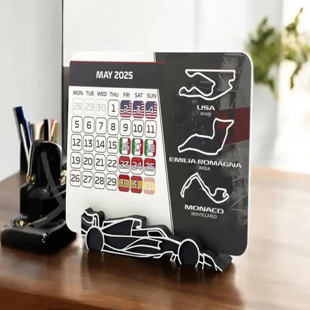 

F1 2025 Calendar Formula 1 Racing Calendar 2025 Desktop Decoration Calendar With F1 Car Stand Itinerary Formula Racing Calendar