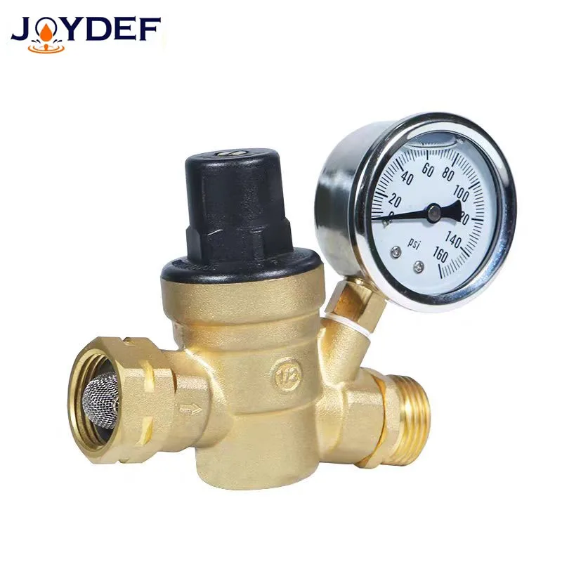 DN20 lead-free Brass Adjustable Water Pressure Regulator Reducer With Gauge Meter 0.05-0.8Mpa