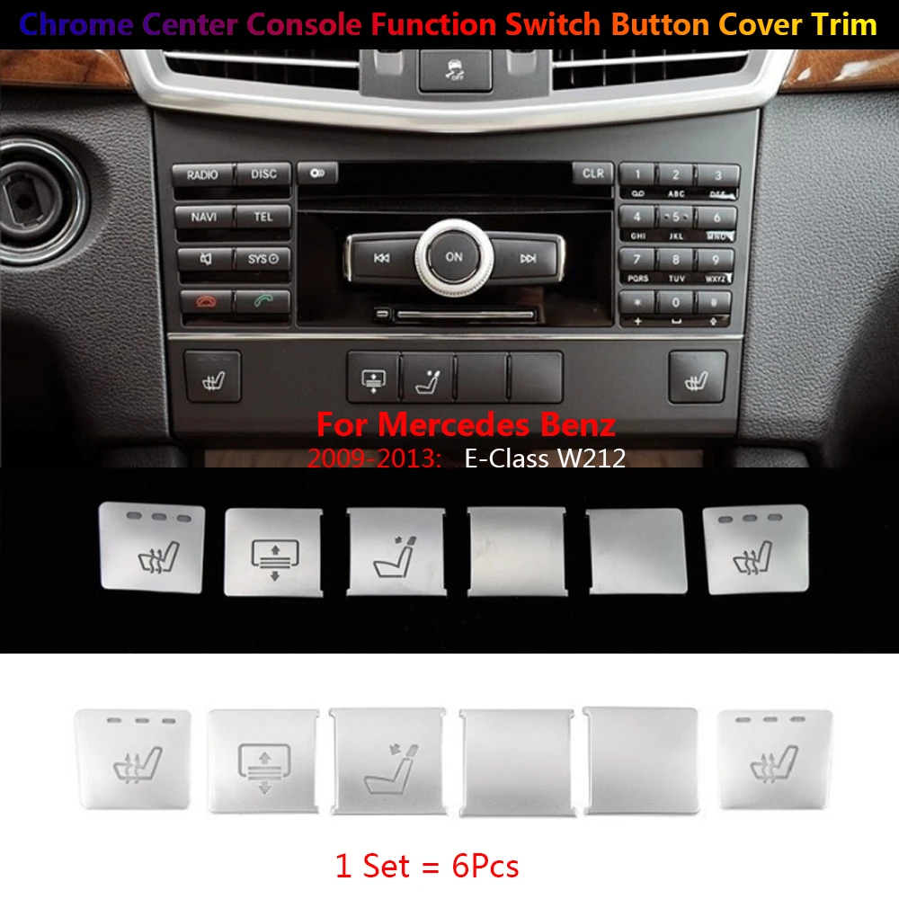 6Pcs For Mercedes Benz E W212 2009-2013 Car Center Console Seat Heater Function Switch Button Cover Trim Auto Interior Coche