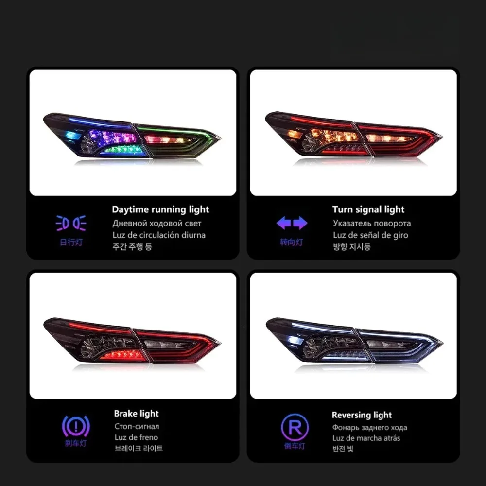 

Camry RGB 2018-2023 Car LED Tail Light Auto Fog DRL Brake Turn Signal Lamp Plug and Play Automotive Accessories