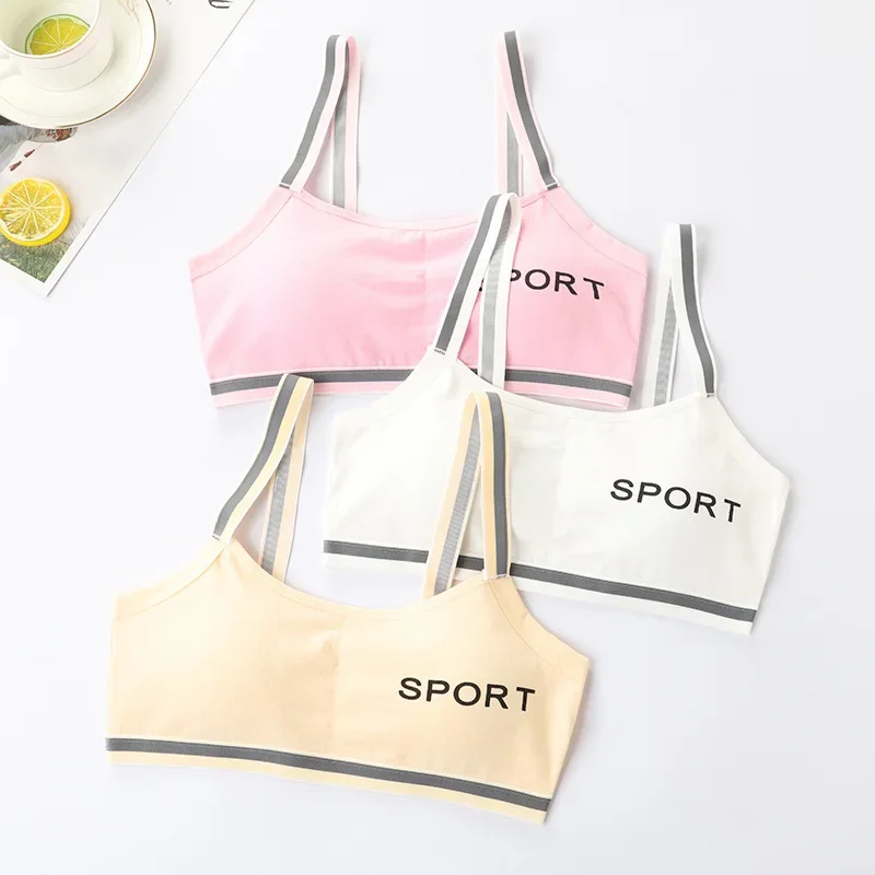 Girls Underwear Female Development Adolescent Students Pure Cotton Bra Big Girl sports Letter Bra Teen Girls Clothing