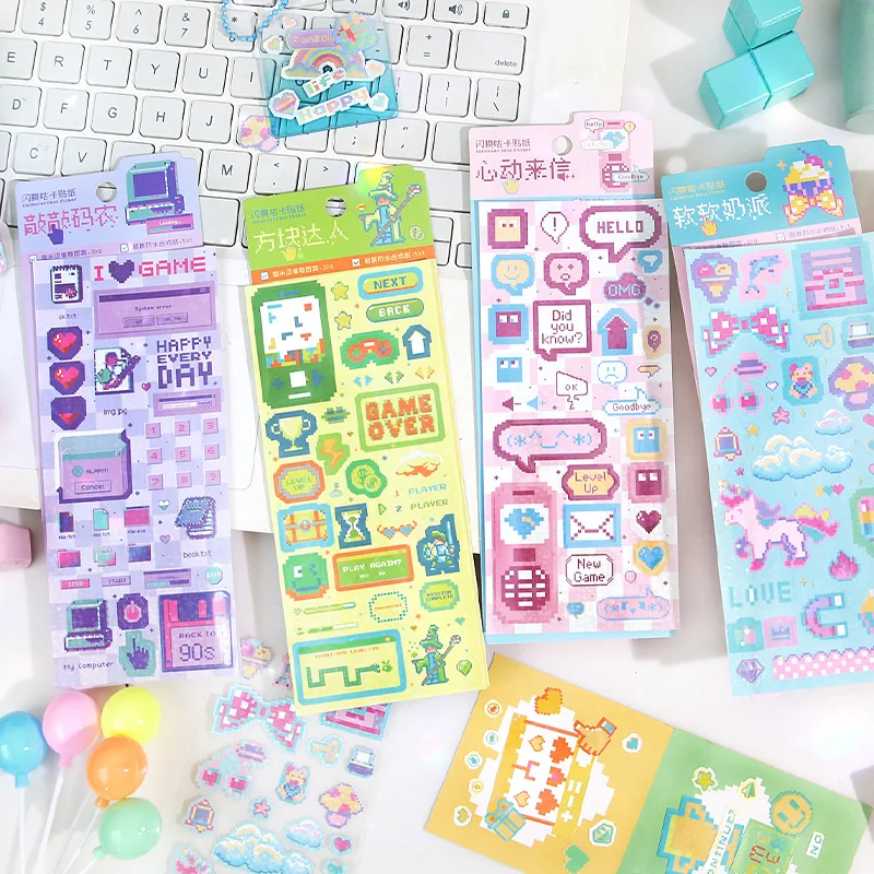 1pc Cute Pixel Candy Series Decorative Stickers Planner Journal Collage DIY idol card Material Sticker Kawaii Korean Stationery