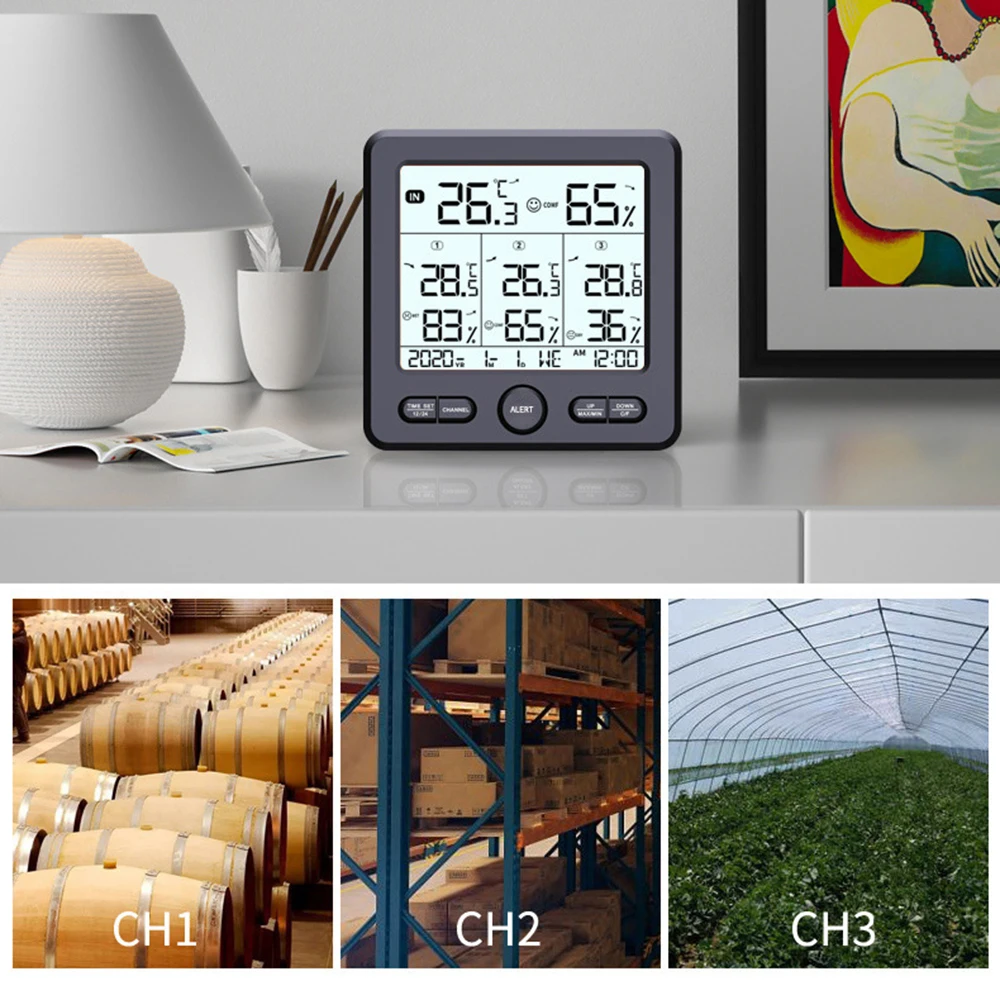 TS-6210 High-Precision Multifunctional Electronic LED Digital Thermometer and Hygrometer Wireless Indoor/Outdoor Limit Alarms view 4