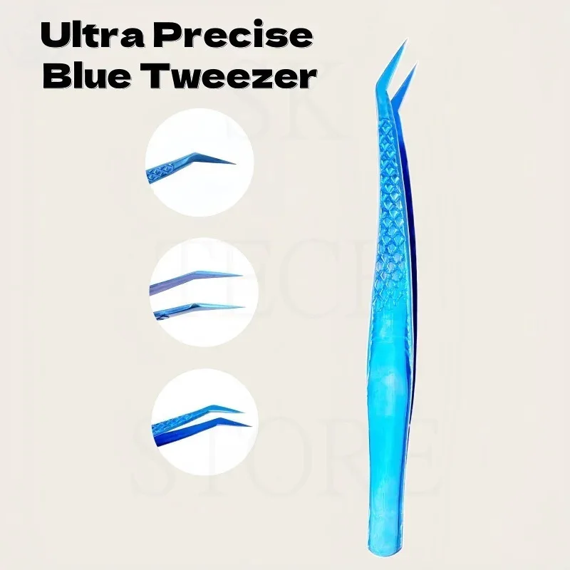 

Tweezers Ultra-fine ESD Anti-Static Stainless Steel Blue For Electronic Repair Soldering Craft Tools High-precision Tweezers
