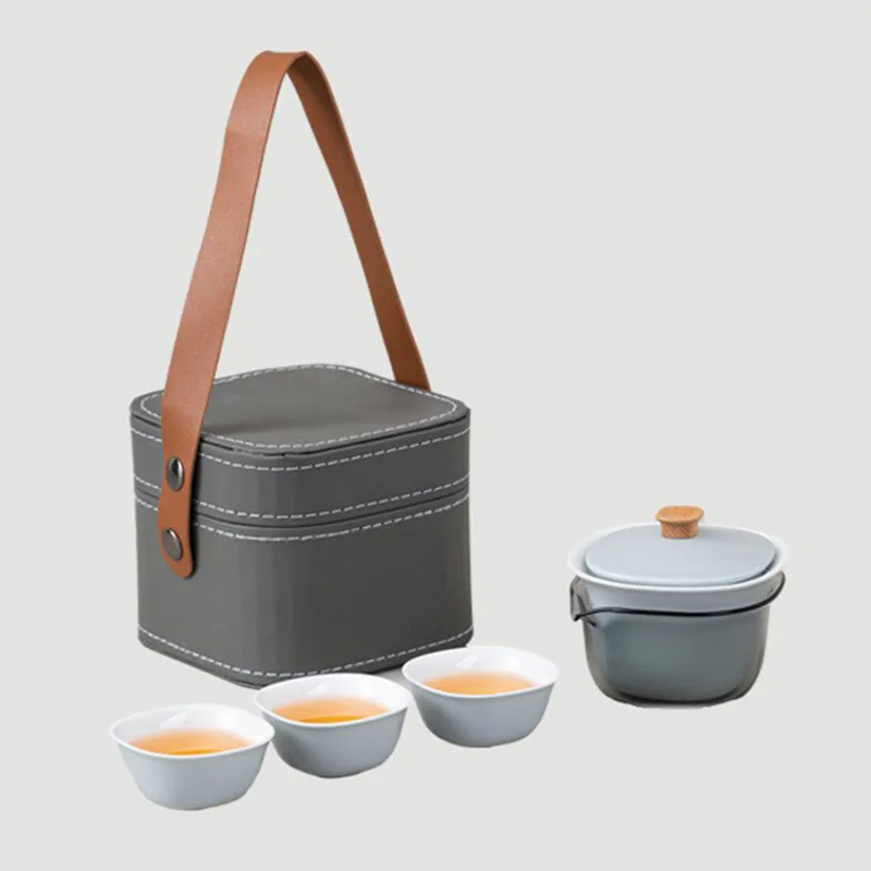 Candy Color Travel Tea Set Suit Fashion Simple One Pot Fills Three Cups Outdoor Portable Quick Cup Gift Tea Set Chinese