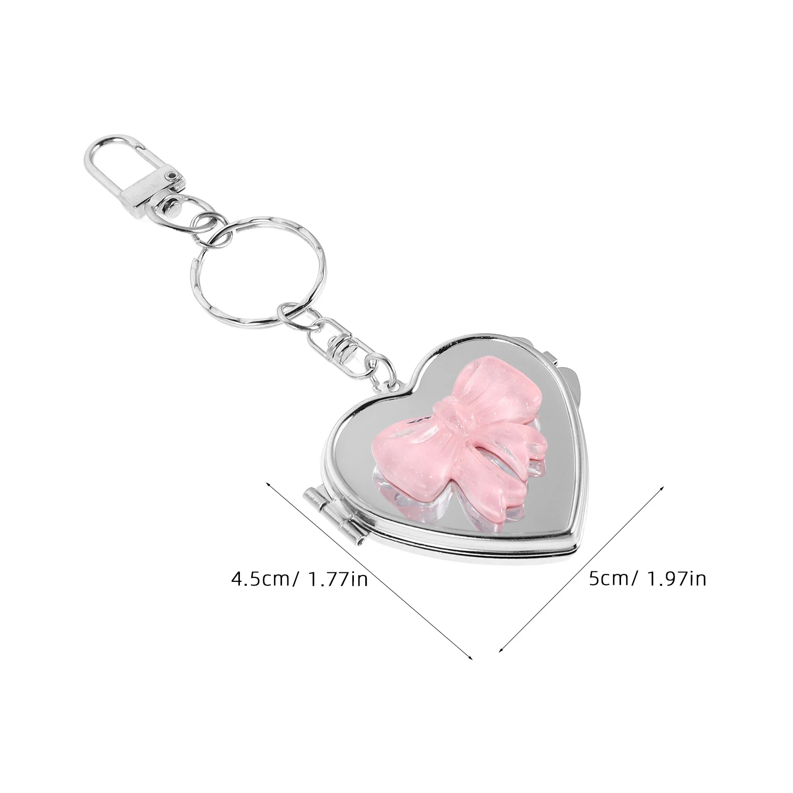 3Pcs Heart Shaped Mirror Keychain Bow Decor Cute Compact Vanity Portable Purse Valentine's Day Gift Heart Mirror with Bow