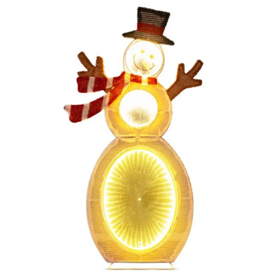 Christmas Dration Lighted Snowman with LED Lights and Metal Stand