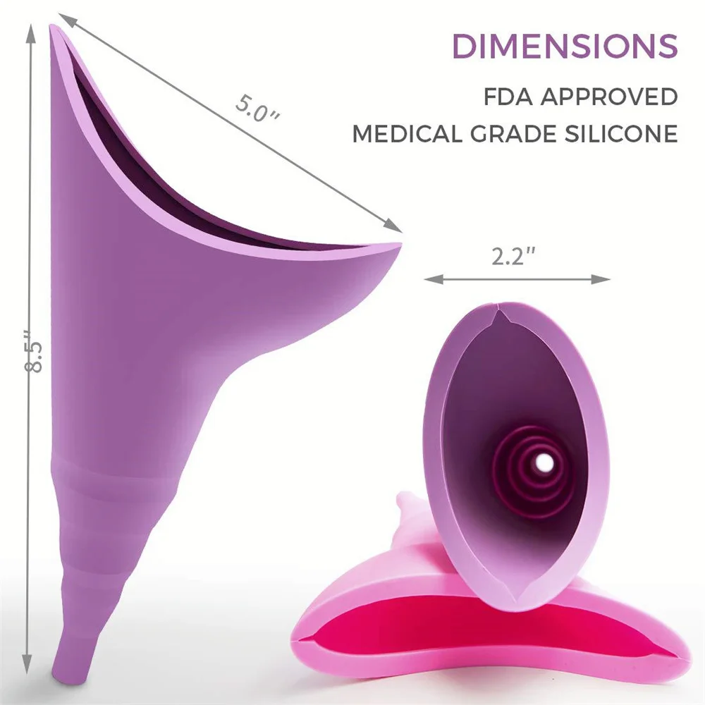 Damskie przenośne na zewnątrz pisuar awaryjny stojący żeński silikonowy pisuar dla dorosłych siki na mocz do podróży samochodem