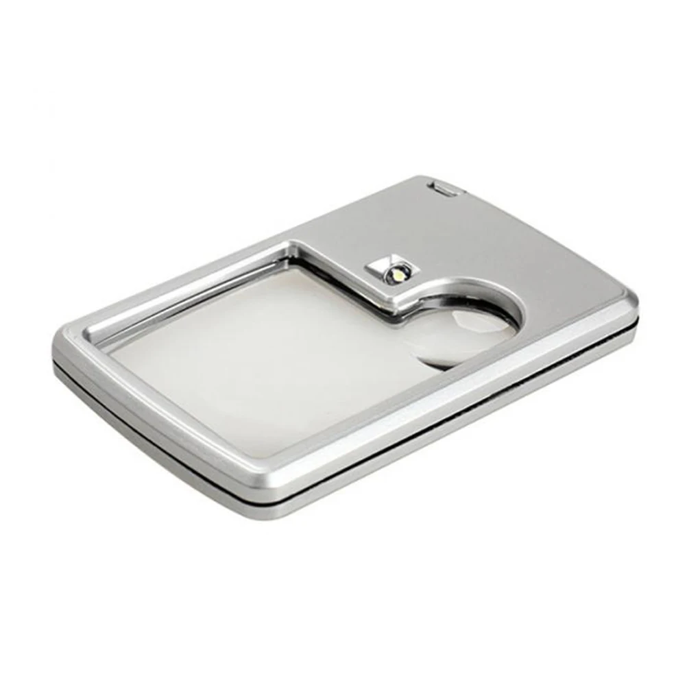 

Ultra Thin Magnifier 2 Optical Lens Portable LED Light Dual Magnifying Glass Reading Examination ABS Acrylic Pocket Size