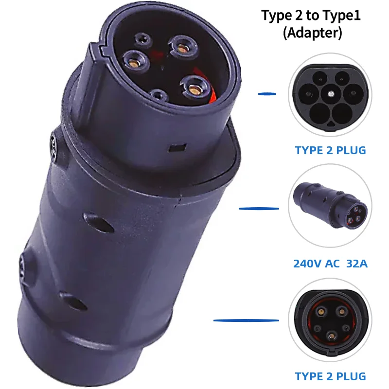 Type2 to Type1 CCS2 to CCS1 Electric Vehicle EV Adapter Type 2 CCS2 Socket to CCS1 Type 1 SAE J1772 Plug EVSE Charger Connector