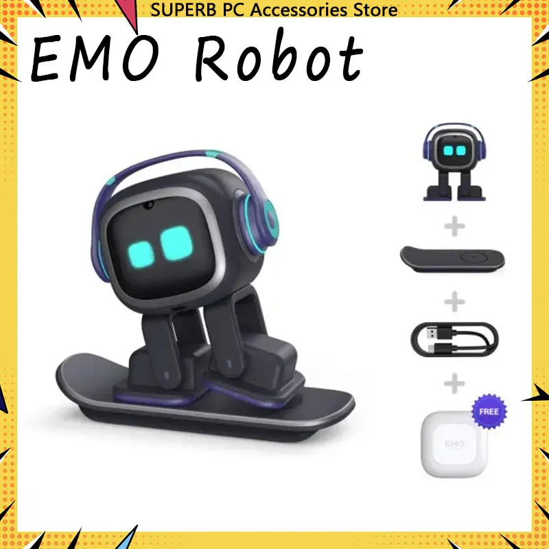 Robot EMO compañero Ai robot lindo inteligente AI voz electrónica mascota Mini Robots inteligentes decoración de escritorio regalos Emopet para adultos