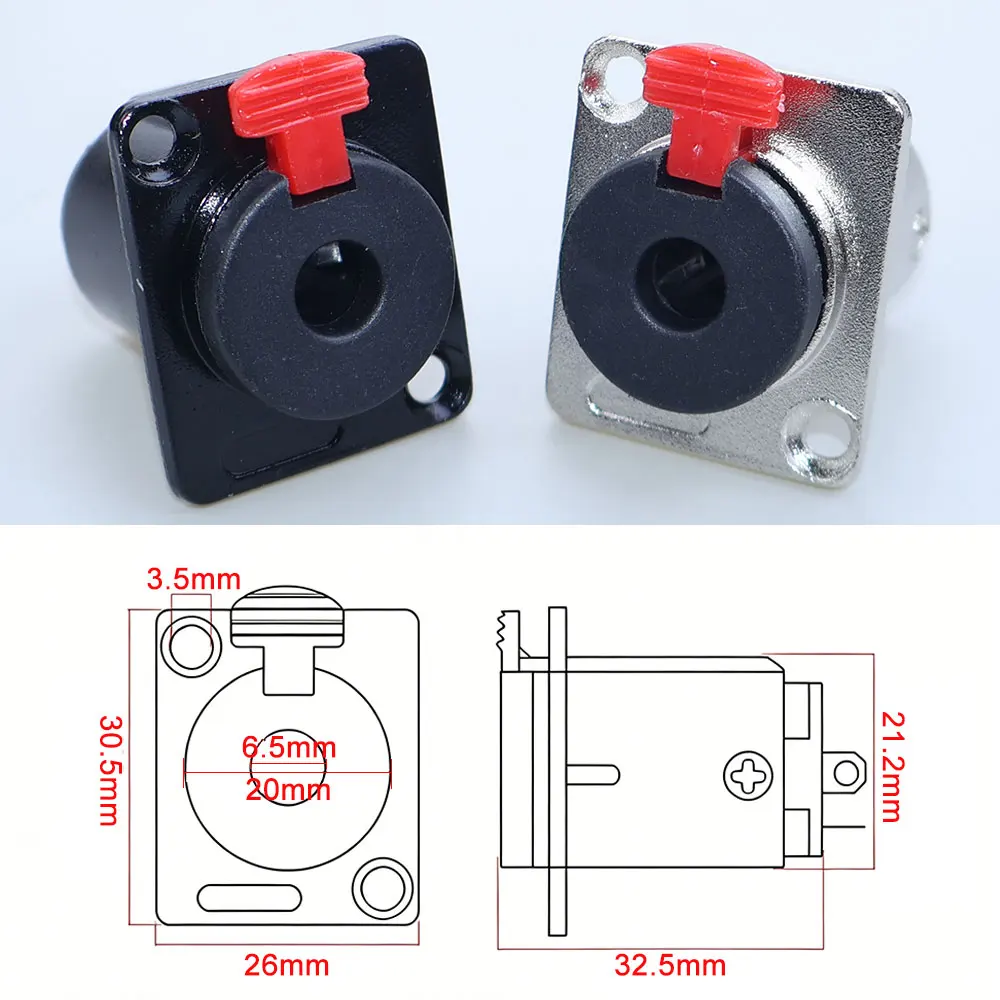1-2PCS 6.35mm Stereo Female Socket  Audio Jack Panel Mount XLR Connector Speaker Plug Microphone MIC Cable Terminal Chassis - view 2