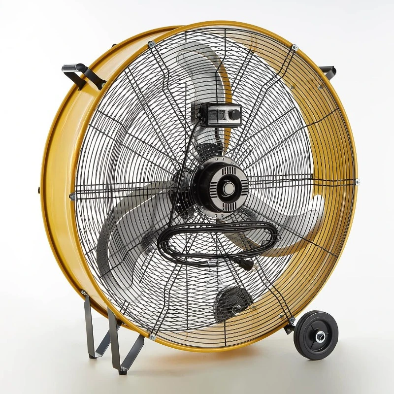 13000 CFM 30 inch Heavy Duty High Velocity Barrel Floor Drum Fan With Powerful 1/3HP Motor, 9ft Cord, 5in Solid Wheels