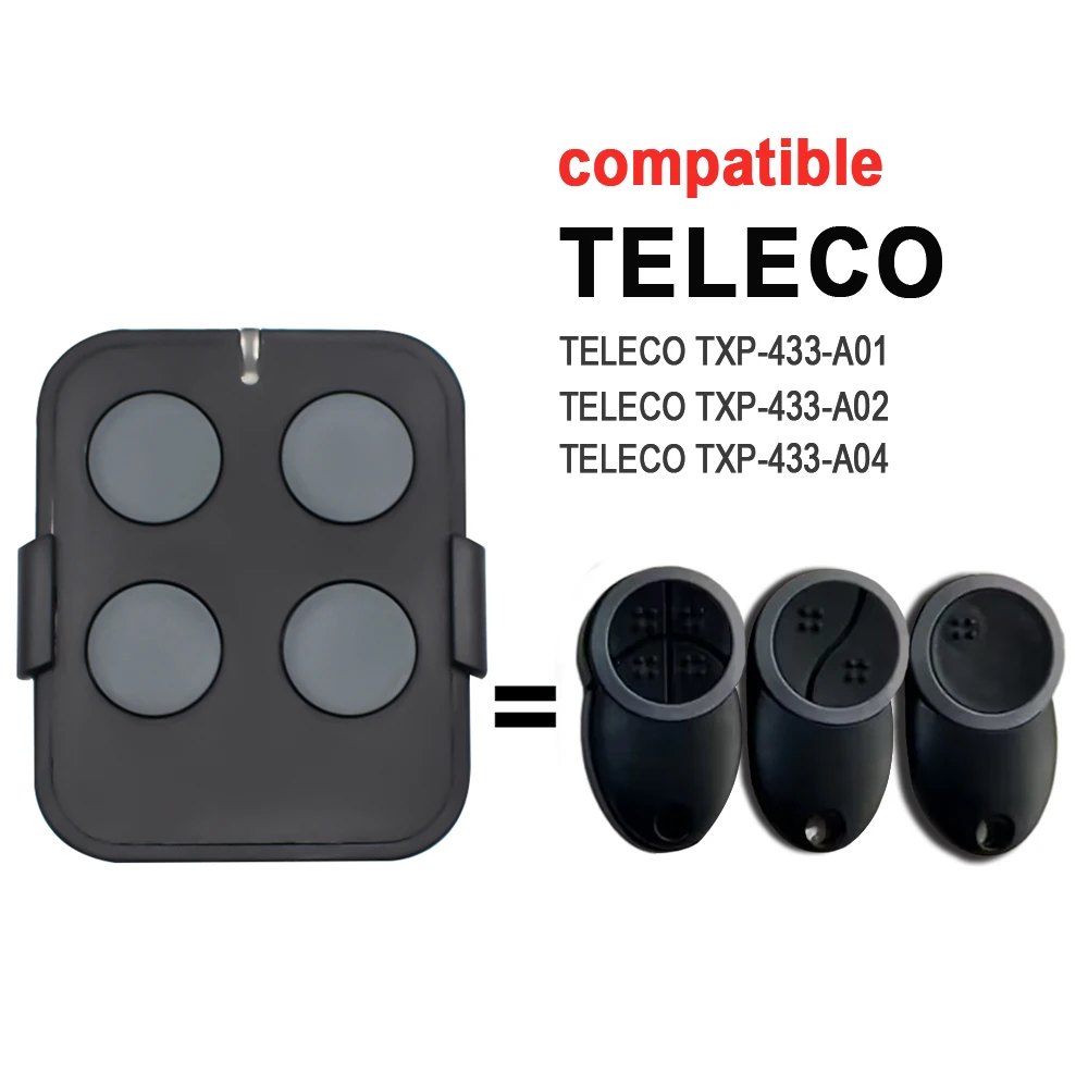 TELECO Compatible TXP-433-A01 TXP-433-A02 TXP-433-A04 Gate Door Remote Control 433.92MHz Rolling Code Controller Transmitter