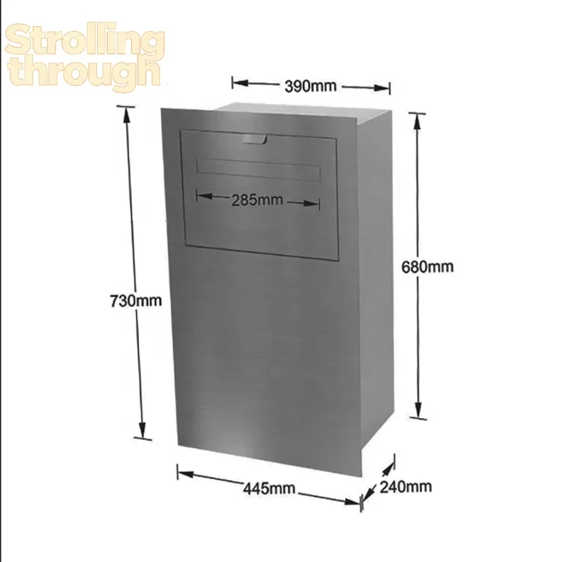 Large capacity mailbox anti-theft stainless steel panel lockable wall-mounted parcel mailbox