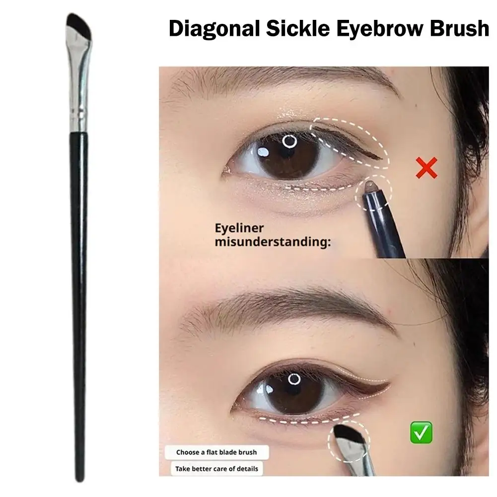 Lâmina delineador escova ultra fino ângulo fino plana sobrancelha escova plana foice delineador escovas detalhe preciso escova ferramentas de maquiagem