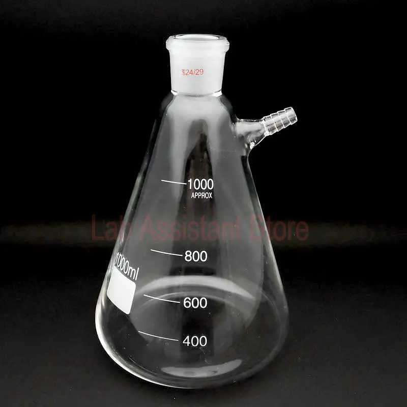 1szt Laboratoryjna standardowa kolba stożkowa trójkątna butelka z filtrem z dyszą butelka z filtrem 50ml/100ml/250ml/500ml/1000ml/2000ml