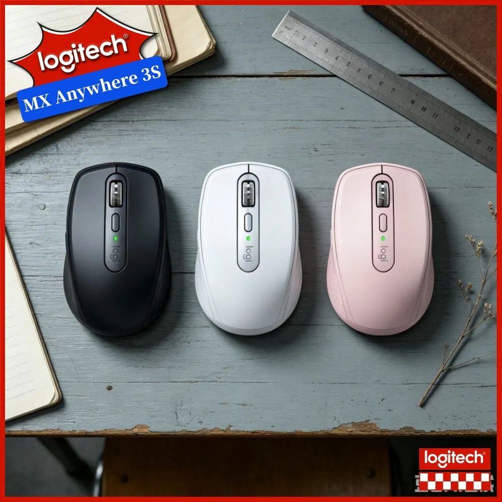 Logitech MX Anywhere 3S Office Mouse - 8000 DPI Glass Tracking, Magspeed Scroll, 3-Device Bluetooth, USB-C Fast Charging