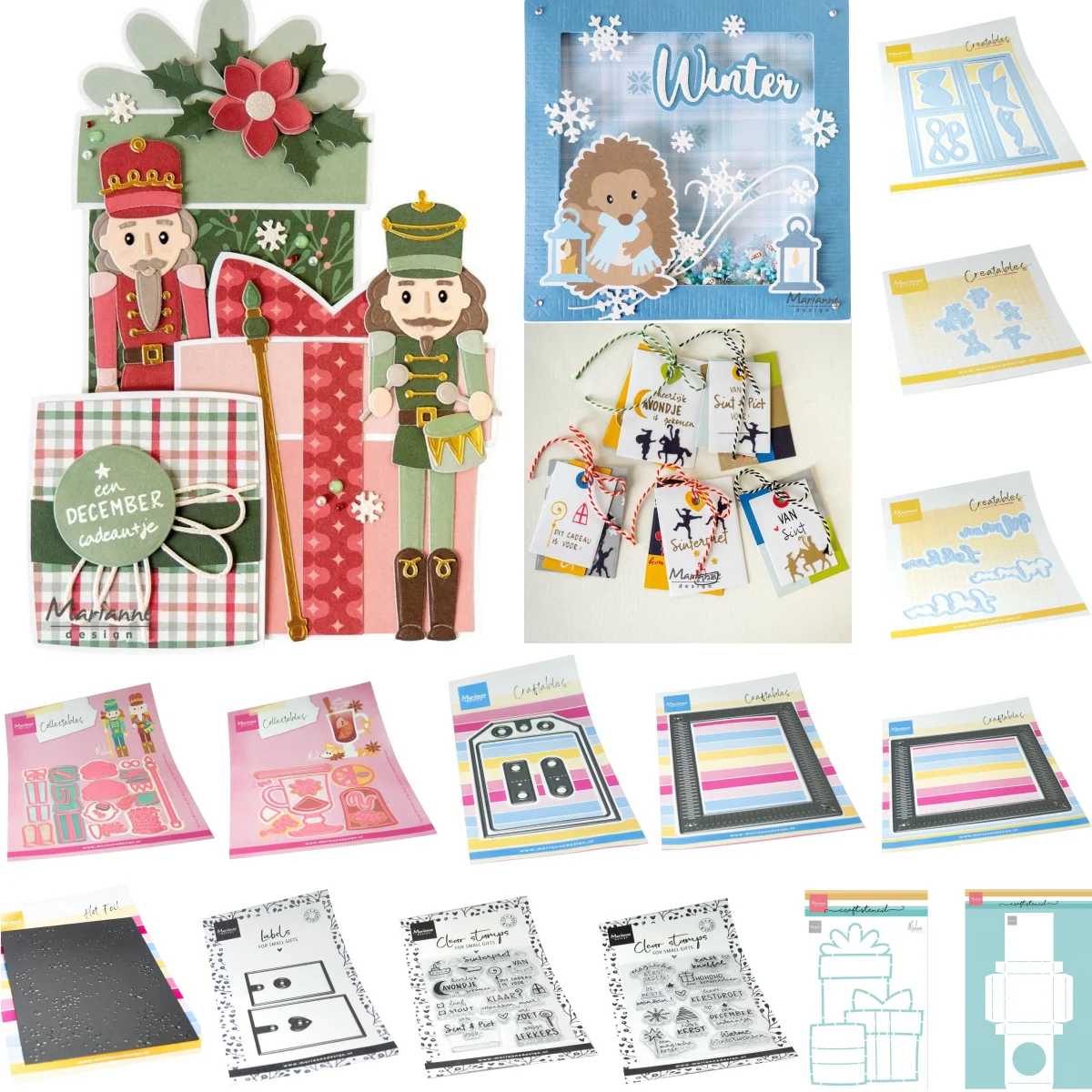 

Nutcrackers Labels Tealight Box Starry Night Metal Cutting Dies Clear Stamps Stencil Hot Foil For DIY Greeting Card Making