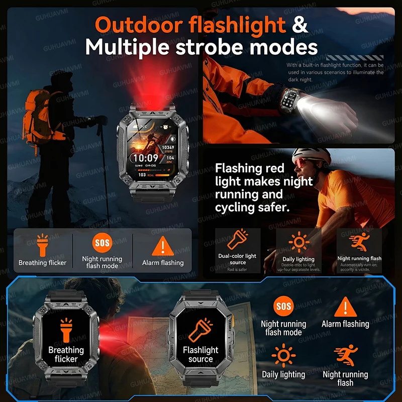 2026 TANK Military-Grade 1400mAh Battery Smart Watch 5ATM Waterproof LED FlashlightSOS Heart Rate Clock HD Call Men Sports Watch view 3