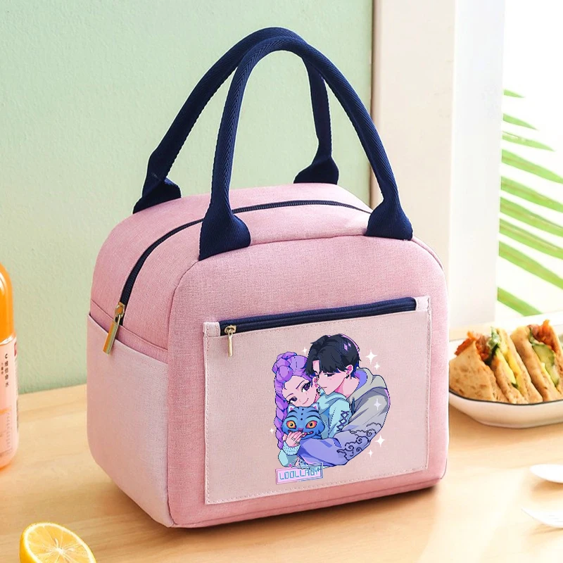K البوب شيطان الصيادين الغداء حقيبة لطيف الكرتون الغداء أكياس الأطفال Kawaii المطبوعة الغذاء العزل أكياس الفتيات حقائب اليد سعة كبيرة
