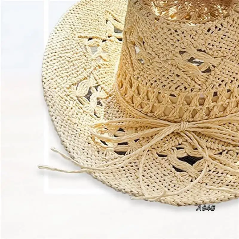 

2 соломенных ковбойских шляпа для женщин, ковбойская шляпа в стиле вестерн для праздничной вечеринки, складная пляжная шляпа от солнца с широкими полями C