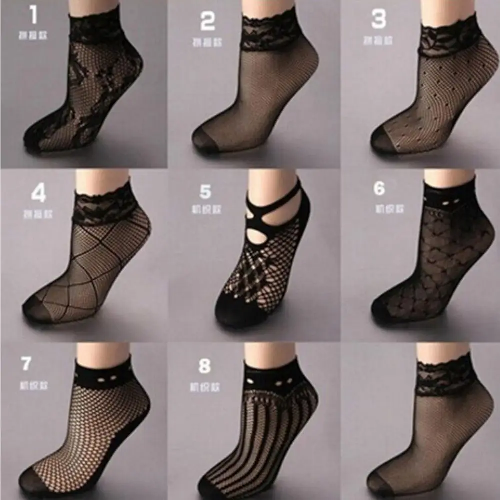 

Sexy Women Lady Soft Black Lace Ruffle Fishnet Mesh Short Ankle Socks Stockings