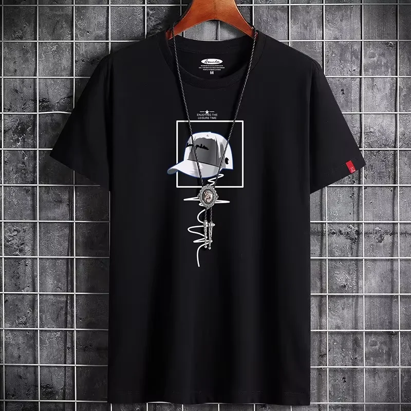 T-Shirt für Herren 2024 Sommer Polyester Bedruckte T-Shirts Harajuku O-Ausschnitt Mode Übergroß Manga Dünn Kurzarm-Shirt Herren Y2k Oberteile