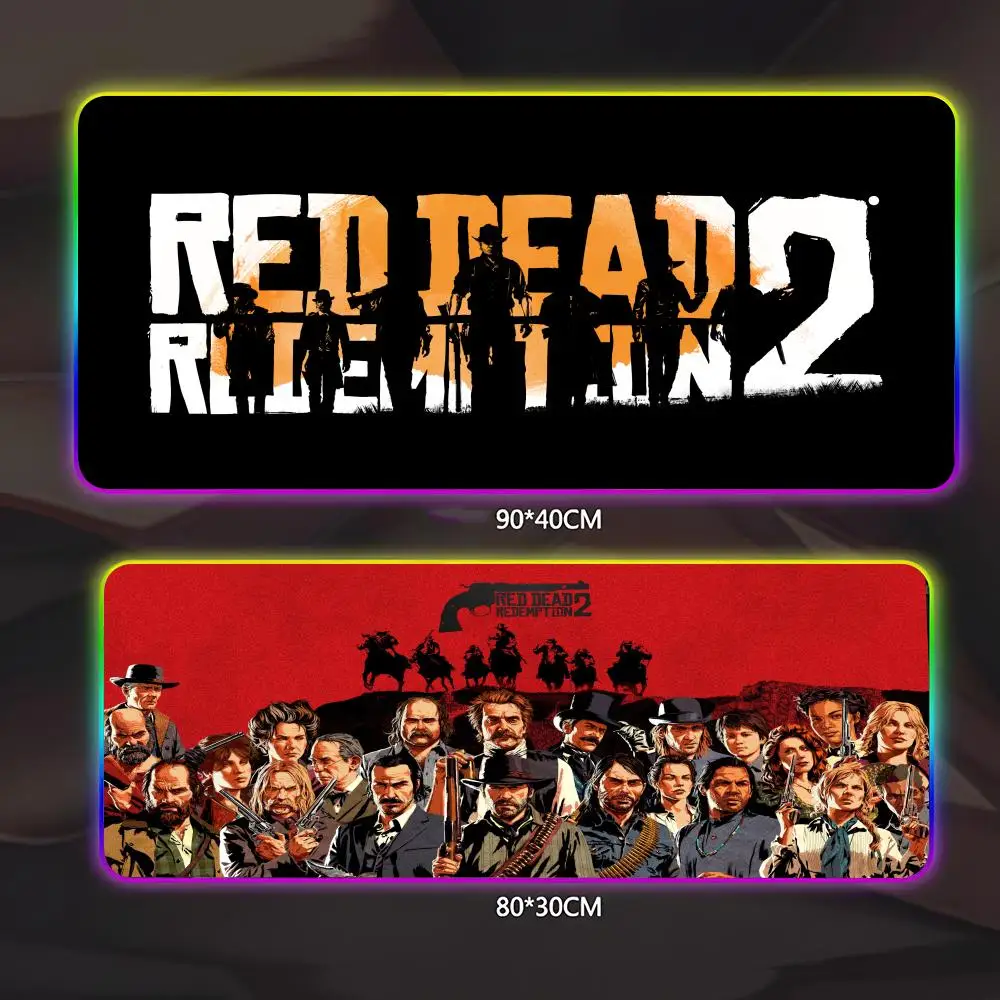 

Red Dead Redemption 2, игровой коврик для мыши с клавиатурой, геймерский люминесцентный светодиодный коврик для мыши, игровой стол, RGB настольный коврик, коврик для клавиатуры, ПК, коврик для мыши